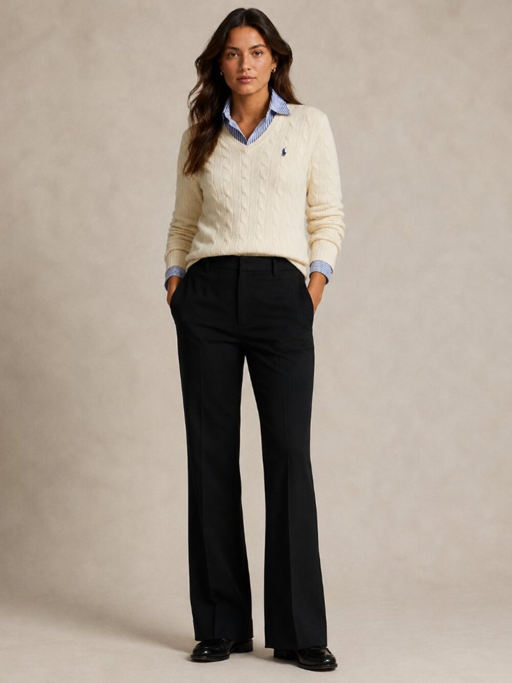 Vintage 90s Y2K Ralph Lauren Wool Pants 4 Small Black Trousers Bootcut Classic